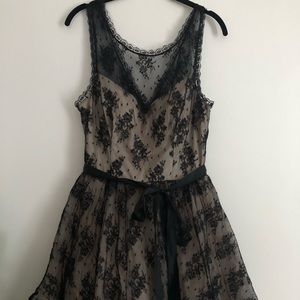 Black lace and tool dress